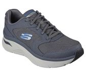 Skechers Mens Arch Fit D'Lux - Junction Casual Lace Up Shoes Vegan Relaxed Fit Designs & Roomier Fit Charcoal - 8 UK (232501)