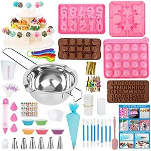 Cake Pop Maker Kit 618Pcs with 5 Silicone Mold Sets - 3 Tier Display Stand, Chocolate Candy Melting Pot,Piping Tips and Coupler, Measuring Cup, Muffin Cupcakes, Decorating Pen, Lollipop Sticks