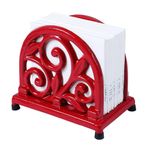 MEIGUI Napkin Holder, Cast Iron Metal Napkin Holder Stylish, Functional for Kitchen Dining Tables, Paper Napkin Holder with Country Design, Napkin Holder Keep Napkins Within Reach, Red