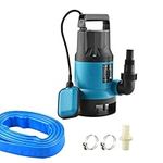 KATSU 400W Portable Submersible Pump for Clean and Dirty Water 8000L/h for Garden Pond, Pools, Ditches + 10m 1" PVC Hose + Quick Coupler Connector + Float Switch