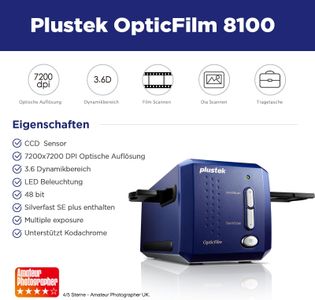 Plustek OpticFilm 8100 Film Scanner – High-Resolution 35mm Slide & Negative Scanner