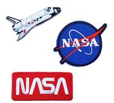 3 Piece NASA Sew on or Iron on Embroidery Patches for DIY Projects, Mending, Cosplay, Halloween, Christmasday.