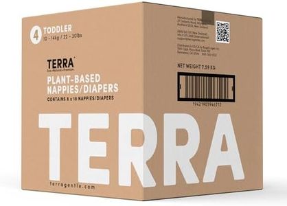 Terra Size 4 Diapers: 85% Plant-Based Diapers, Ultra-Soft & Chemical-Free for Sensitive Skin, Superior Absorbency for Day or Nighttime Diapers, Designed for Toddlers 22-30 Pounds, 144 Count