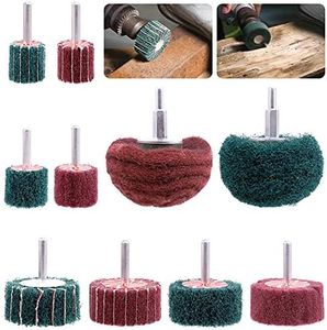 Mardatt 10Pcs Non Woven Abrasive Buffing Pads Wheels Drill Attachment Set, Scouring Pads Wheel with 1/4" Shank, Rotary Buffer Tool Accessories for Polishing Mirror Stainless Steel Copper Aluminum