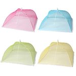 Cymax 4 Pack Large and Strong Pop Up Mesh Screen Food Cover Tent,Reusable and Collapsible Outdoor Food Cover,Food Protector Tent Keep Out Flies, Bugs, Mosquitoes