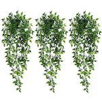 Artificial Hanging Plants,3 Pack Fake Hanging Plants with Pot Indoor Outdoor | Fake Ivy Vines Greenery Faux Trailing Plants,Potted Plants for Room Decor Home decor, Garden and Shelf Wall Decor