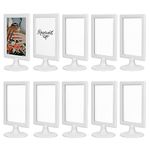 ALBEN Double Sided Standing Picture Frames - (White, 10 count) 4x6 Inch Pedestal Photo Frame with Inserts and Base - 2 Sided Frame for Vertical Display