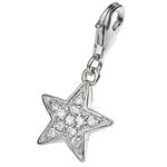 Dreambell 925 Sterling Silver Twinkle Star Clear CZ Crystal Dangle European Lobster Clip On Charm