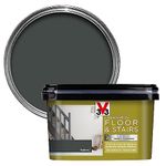 V33 Renovation Floor & Stairs Paint - No Undercoat Needed - Wooden, Laminate & Tiled Floors - Reinforced Protection - Easy Maintenance - Tarmac Satin 2 Litres