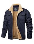 MAGCOMSEN Winter Coats for Men Casual Winter Parka Coats Tactical Cargo Trucker Jacket Sherpa Lining Coats Thick Jackets Outdoor Work Coats with Pockets Mens Windbreaker Jackets, Navy