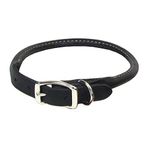 Coastal - Circle T - Oak Tanned Leather Round Dog Collar, Black, 5/8" x 16"