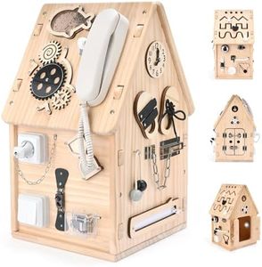 Potatomato Montessori Wooden Busy House - Busy Board Toy for Toddlers - Preschool Learning Educational Toys - Sensory Board for Fine Motor Skills, Gifts for Babys Boys & Girls