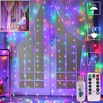 Curtain Lights, Fairy Lights for Bedroom, 300 Leds Multicolor Twinkle Lights with 8 Modes USB Operated, Icicle LED String Lights with Remote and Timer for Indoor Xmas Party Home Patio Decoration(9.8 x 9.8 Ft)