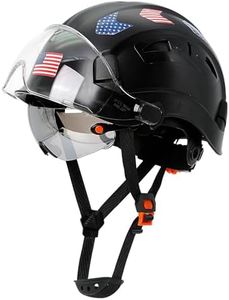 Aolamegs Safe Construction Hard Hats For Men OSHA Approved With Double Visor - ANSI Z89.1 Vented Black Hard Hat With Clear and Tinted Safety Glasses Cascos De Construccion Safety Helmet 6pt Suspension