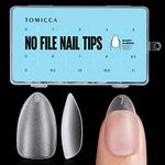 TOMICCA Short Almond Nail Tips, S 450PCS No File Nail Tips Kit for Soak Off Nail Extension, Matte Resin Soft Gel Full Cover Nail Tips Fake Nails with Box for Nail Art Salon and Home DIY, 15 Sizes