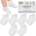 Organic Cotton GOTS Certified Ankle Baby Socks 6 Pairs, 6M - 5Y For Infants & Toddler Socks Non Slip Baby Girl & Boy Socks (CA/US, Age, 6 Months, 12 Months, White)