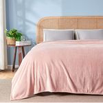 NEWCOSPLAY Super Soft Queen Blanket Dusty Pink Premium Silky Flannel Fleece Leaves Pattern Lightweight Bed Blanket All Season Use (Dusty Pink, Queen(90"x90"))