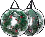 foci cozi 2-Pack Christmas Wreath Storage Container 24'', Clear Wreath Storage Bags with Dual Zippers for Xmas Seasonal Thanksgiving Holiday Artificial Wreath Storage