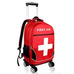 First Aid Backpack Rolling Empty for Nurse Medical Assitant Roller Bag Ems First Responder Trolley Roll Out Backpack Doctor Paramedic Home Health Trauma Backpack School Car Daycare Travel Emergency