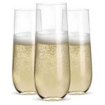 48pk Stemless Plastic Champagne Flutes - 9 Oz | Clear Plastic Wine Glasses | Shatterproof Mimosa Bar Supplies | Disposable Cocktail Glasses | New Years Eve Party Supplies 2023