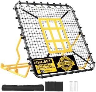 Baseball Rebounder Net 4x4.5FT Pitch Back Baseball Rebounder with Strike Zone & 9-Grid Target Adjustable Pitching Net for Grounders Batting Pitching Fielding Bounce Back Softball Volleyball Soccer Net