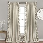 Lush Decor Reyna Ruffle Window Curtain Panel Set, Pair, 54" W x 108" L, Wheat - Flowy Curtain Set - Romantic Ruffle Curtains for Bedroom, Living room, or Dining Room - Farmhouse & Cottage Home Decor