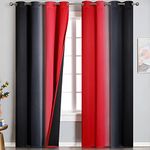 Estelar Textiler Red and Black Blackout Curtains for Bedroom, Thermal Insulated Drapes 108 Inches Long, Full Light Blocking Energy Saving Long Curtains for Living Room, 52Wx108L, 2 Panels