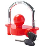 Tevlaphee Trailer Ball Lock Hitch Coupler Towing Lock Adjustable Easy Installation Heavy Duty Steel and Aluminum Alloy Base for Towing Trailer Security with 2 Keys (Red)