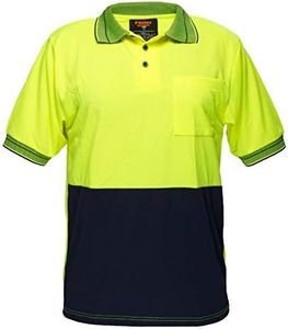 Prime Mover Unisex Polo Shirt, Yellow/Navy, Medium US