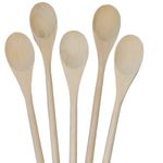 5 x MIDHILL Wooden Oval Spoon for Baking and Cooking, Hand Crafted, Non Stick Friendly Kitchen Essential