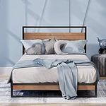 ZINUS Suzanne 18 cm Metal and Wood Platform Bed Frame | Solid Wood & Steel Construction | Wood Slat Support | For Adults, Kids, Teenagers | Easy Assembly | Single | Chestnut Brown