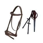 ExionPro Comfort Lined Mono Crownpiece Designer Fancy Stitched Perfect Raised Anatomical Browband and Double Buckle Jumping Flash Noseband Snaffle Bridle with Rubber Reins | Royal English Bridle