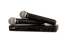 Shure BLX288/PG58 UHF Wireless Microphone System - Perfect for Church, Karaoke, Vocals - 14-Hour Battery Life, 100m Range | Includes (2) PG58 Handheld Vocal Mics, Dual Channel Receiver | H10 Band