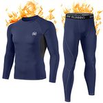 MEETWEE Men's Thermal Underwear Set, Winter Long Sleeve Base Layer Quick Dry Long Johns Compression Suit for Workout Skiing Running Hiking, Blue, M