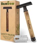 Bambaw Slim Dark Double Edge Safety Razor | Natural Long Bamboo Handle Razor | Reusable Safety Razor For Women & Men | Eco Friendly Safty Razor | Sustainable Eco Razors | Fits All De Razor Blades