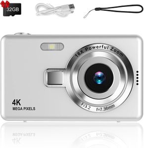 44MP 1080P Digital Camera, Silver – High-Resolution Photography