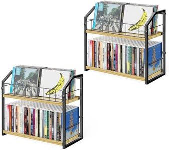 PAPAGIFTREE 2-Tier CD Holder, CD Storage Shelf for Display, CD Organizer with Dispay Top Shelf, Premium CD Rack for Home & Office, Holds Up to 60 Standard, Ideal for Music Enthusiasts (Yellow 2PCS)