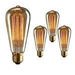 Homesake Light Bulbs Edison Tungsten Filament Antique Vintage Glass Yellow Light Bulbs E27 Light Decoration for Home, Living Room, Hall, Diwali Decoration, Diwali Light - Pack of 4