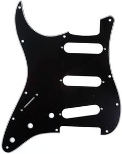 Musiclily SSS 11 Hole Left Handed Strat Pickguard for Fender USA/Mexican Standard Stratocaster Standard Modern Style Electric Guitar, 3Ply Black