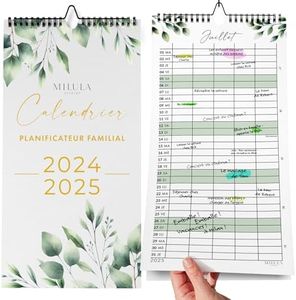 Calendrier 2024/25 Mural (18 Mois) - Calendrier Familial 2024 2025 au format 31 * 21cm - Calendrier Juillet 2024 - décembre 2025 - Grand Calendrier mensuel 2024 2025 - Calendrier de Bureau Mensuel