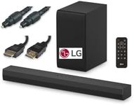 LG US40 Soundbar 300W for TV with Stereo Sound 2.1 channel, Wireless Subwoofer with HDMI & Optical Lead Included as a bundle.