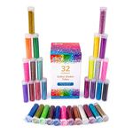 abeec Glitter Shaker Tubes in 32 Assorted Vibrant Colours - 32 Fine Glitter Shakers for Arts and Crafts for Kids - Add Extra Sparkle to Any Craft Kit or Slime Kit