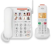 VTech SN5147 Amplified Corded/Cordless Senior Phone with Answering Machine, Call Blocking, 90dB Extra-loud Visual Ringer, One-touch Audio Assist on Handset up to 50dB, White