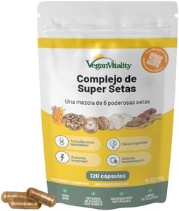 Suplemento de 6 Hongos – Reishi, Melena de León, Cordyceps, Chaga, Shitake y Maitake. 120 Cápsulas. 500mg Por Cápsula. Fórmula de Alta Resistencia para el Apoyo del Sistema Inmunológico y Bienestar