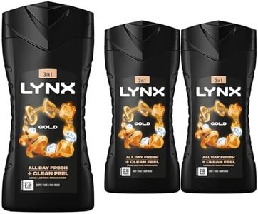 Lynx 3 Pack of 12 Hour Refreshing Fragrance Gold Oud Wood and Vanilla Body wash with Plant-based Moisturisers & Dual Action Power, Keep Smelling Irresistible!