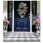 EARTHALL Buffalo Plaid Outdoor Mats Grey 27.5 x 43 Inches Cotton Hand-Woven Checkered Washable Gray Front Door Rugs for Layered Door Porch/Front Porch/Farmhouse Grey and White