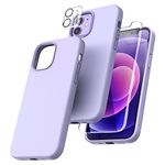 TOCOL [5 in 1] Designed for iPhone 12 Case & iPhone 12 Pro Case, with 2 Pack Screen Protector + 2 Pack Camera Lens Protector, Silicone Shockproof Cover [Anti-Scratch] [Drop Protection], Light Purple