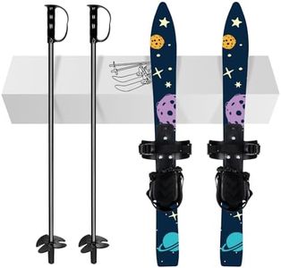Odoland Kid's Beginner Snow Skis and Poles, Low-Resistant Ski Boards for Age 4 and Under, Lightweight, Sturdy and Safe, Dark Blue