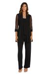R&M Richards Women's Beaded Neck 3 Piece Pant Set, Black, 10