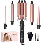 BriCos 5 in 1 Curling Wand Set - Triple Barrel Hair Wavers and Interchangeable Ceramic Curler Wand, 30s Fast Heat-up for All Hair Types